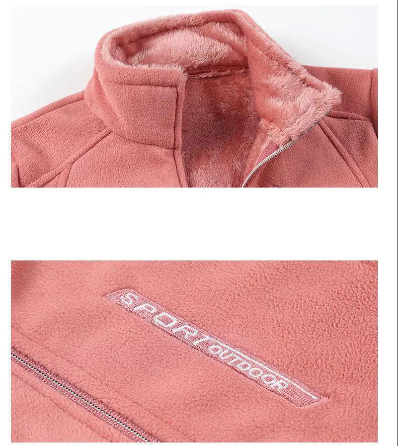 Autumn Winter Polar Fleece Warm Coat Women Sweatshirt Outdoor Sports Casual Zipper Cardigan Jacket Top Slim Teenagers Couple