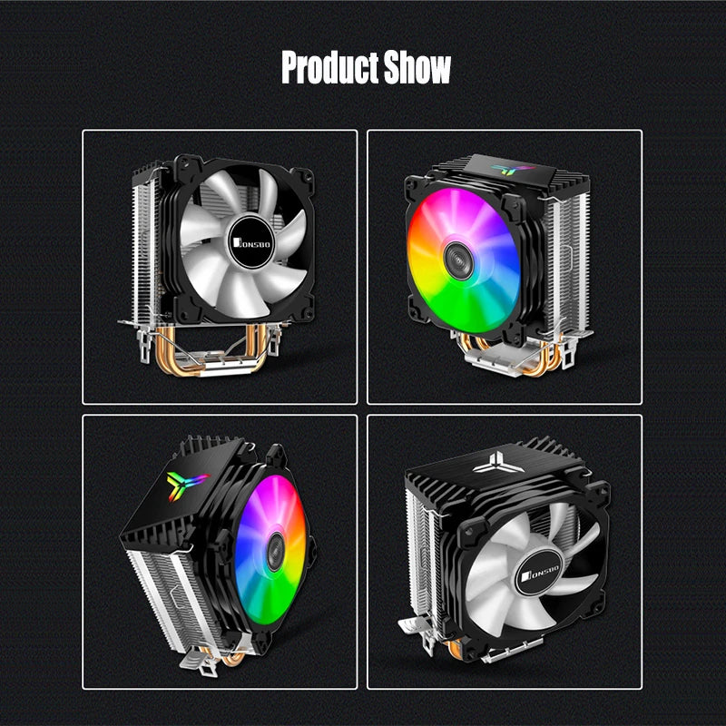 Jonsbo CR1200 CPU Cooler 2 Heat Pipe Tower RGB Colorful Light Effect 9cm Fan PC Radiator For Inter LGA115X 1200 1700 AMD AM4