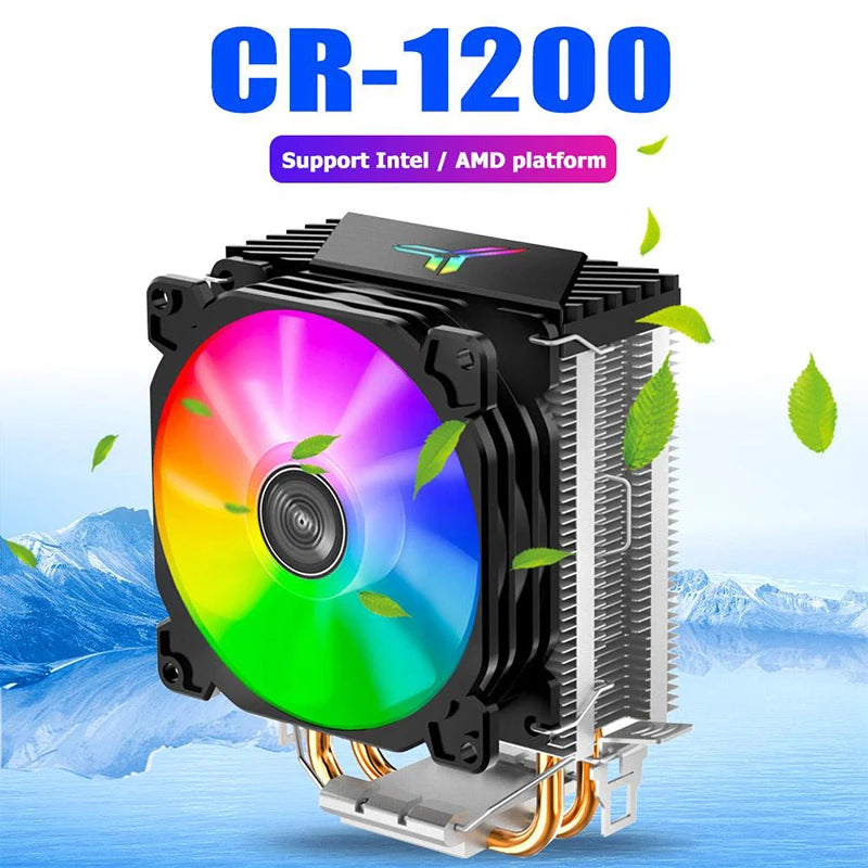 Jonsbo CR1200 CPU Cooler 2 Heat Pipe Tower RGB Colorful Light Effect 9cm Fan PC Radiator For Inter LGA115X 1200 1700 AMD AM4