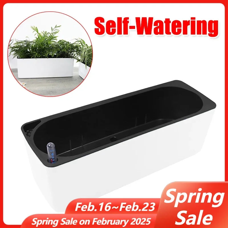 Office Self Watering Plant Flower Pot with Water Level Indicator Garden Balcony Bonsai Planting Pot Flower Planter Decorations